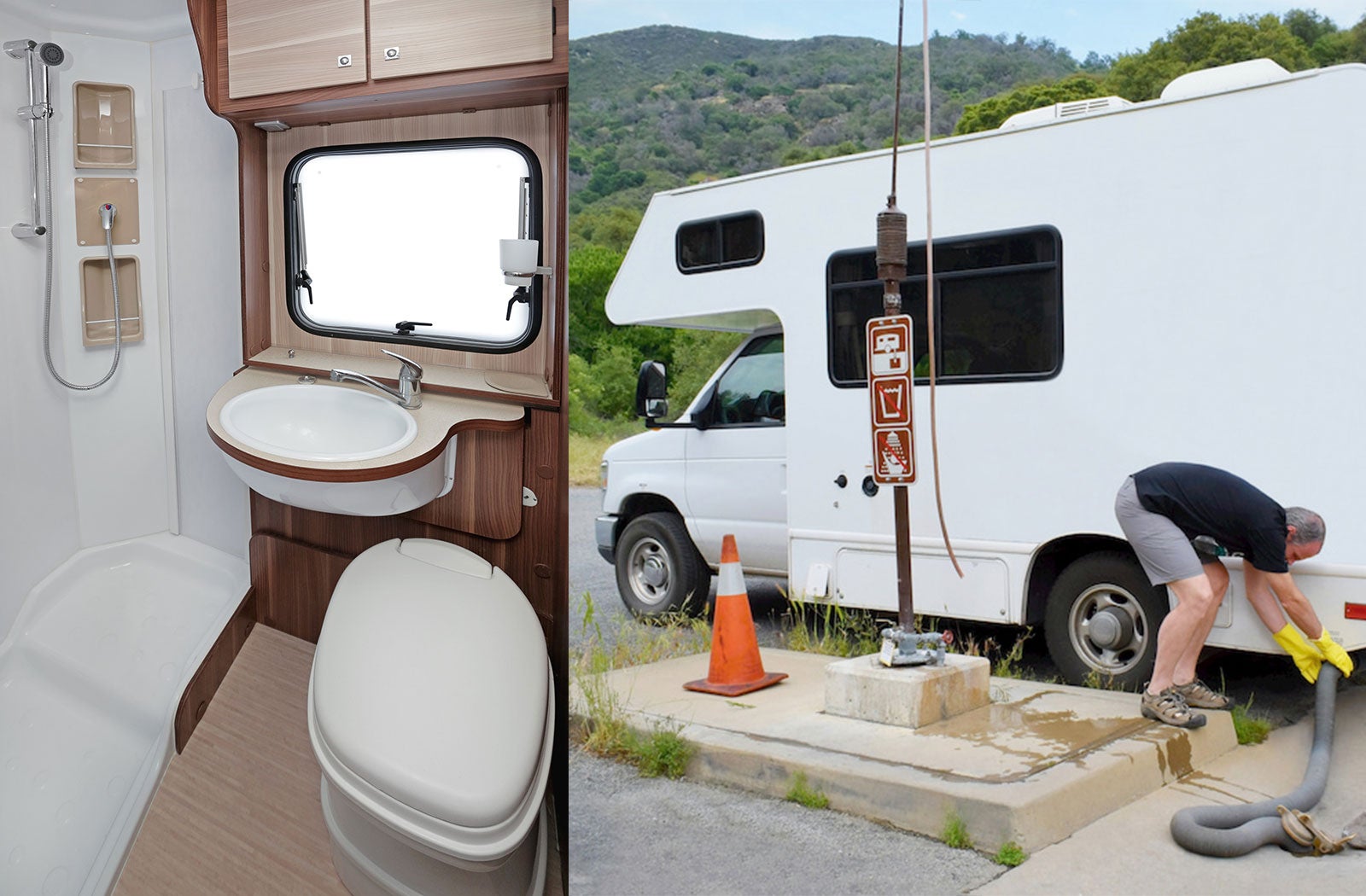 Portable RV/camper toilet and holding tank setup in Batesville, Arkansas