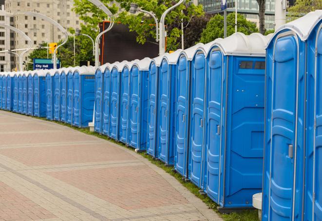 Seasonal porta potty units set up at a Batesville, Arkansas venue