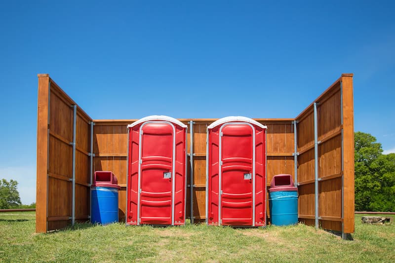 Short-term porta potty units staged for delivery in Batesville, Arkansas